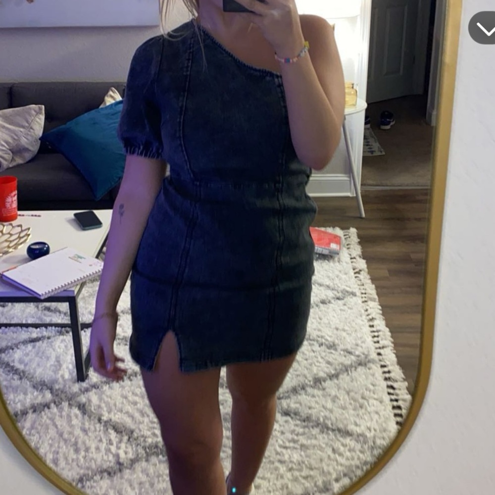 Denim One-Shoulder Dress